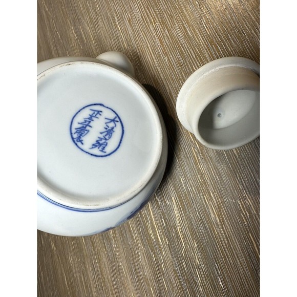 Chinese B/W Teapot, Yongzheng Mark, Water Dragons, River Landscape Village Scene - Picture 11 of 12